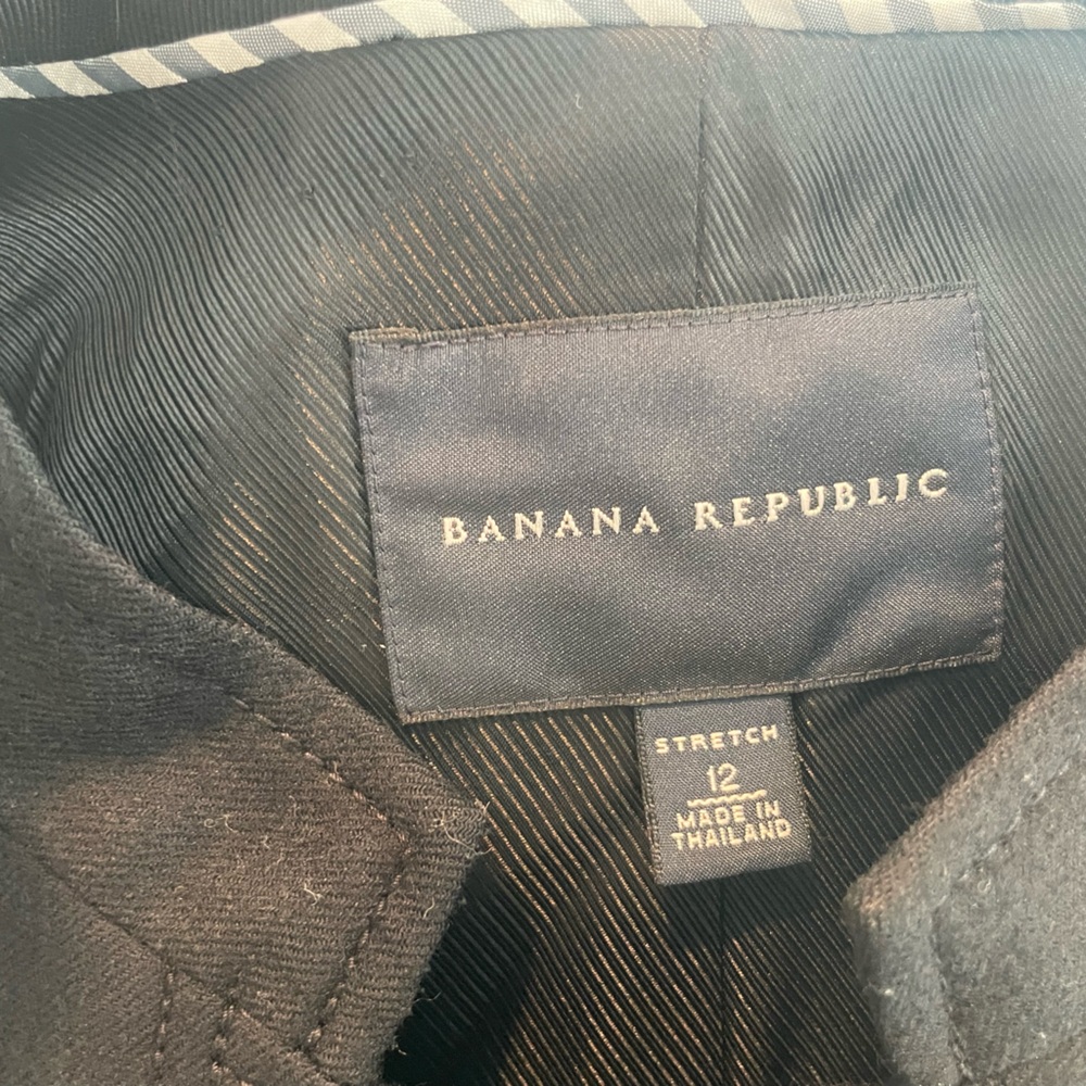 Banana Republic Wool Black Military Style Suit Coat - Size 12 - Picture 6 of 11
